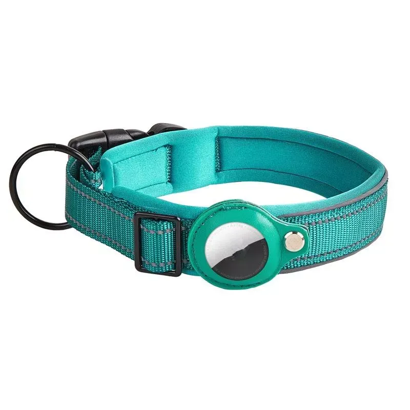 Nylonový obojek pro psa s AirTag, neoprénová podšívka, reflexní, velikost XL (královsky modrá)