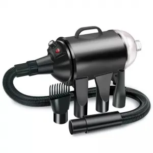 2100W Sušička psí srsti s plynulou regulací rychlosti a integrovaným vysavačem 220V EU (Pure Black)