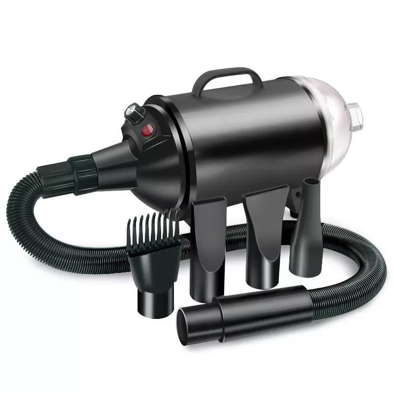 2100W Sušička psí srsti s plynulou regulací rychlosti a integrovaným vysavačem 220V EU (Pure Black)