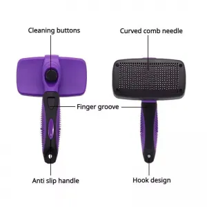 Pet Deshedding Brush for Cats & Dogs - 1-Click uvolňovací kartáč (Malý, Sky Blue)