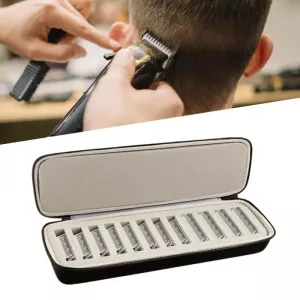 Přenosná krabička na náhradní čepele pro úpravu vlasů s 12 držáky