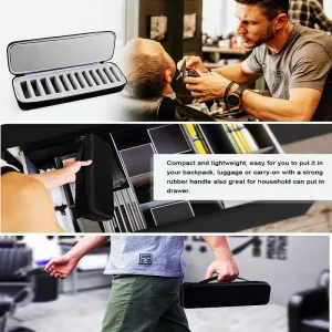 Přenosná krabička na náhradní čepele pro úpravu vlasů s 12 držáky