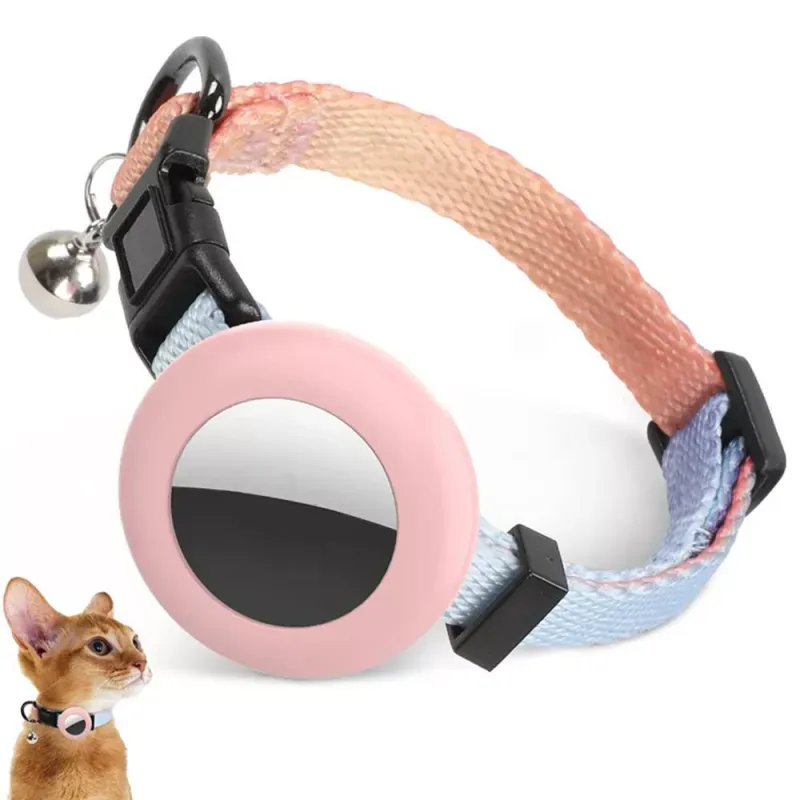 Silikonový obal pro AirTag s duhovým gradientem - obojek pro kočky a psy s rolničkou (beige červený gradient)