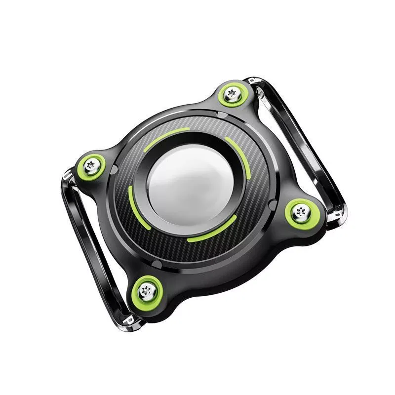 Vodotěsný ochranný obal pro AirTag Tracker s kovovou sponou pro kočky a psy (Černý + Zelený PC)