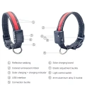 Obojek pro střední a velké psy se solárním a USB nabíjením, LED světlo, obvod krku: L, 50-60cm (oranžový)