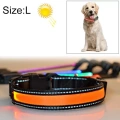 Obojek pro střední a velké psy se solárním a USB nabíjením, LED světlo, obvod krku: L, 50-60cm (oranžový)
